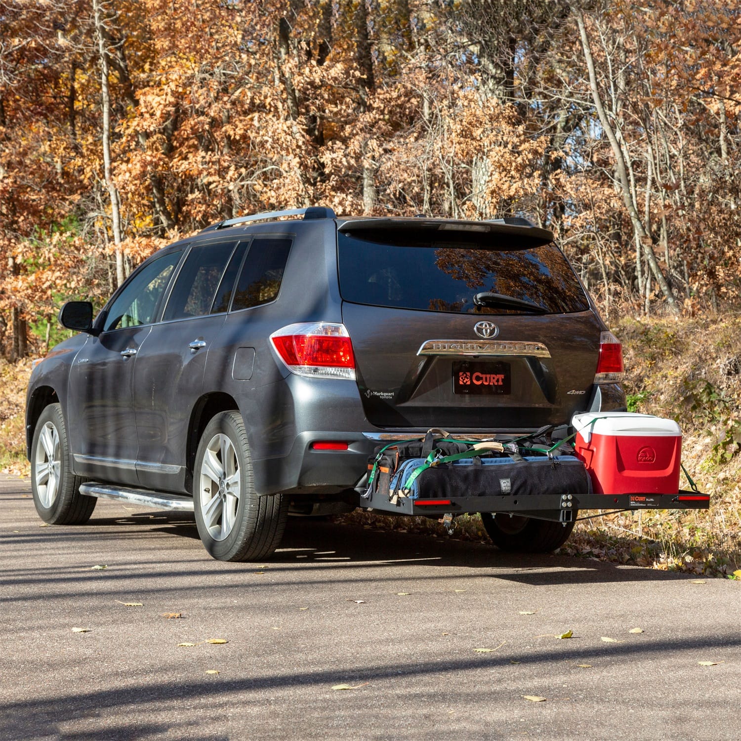 48in. x 20in. Black Steel Tray Cargo Carrier (1-1/4in.; 2in. Adapter; 300 lbs.) thumbnail 3