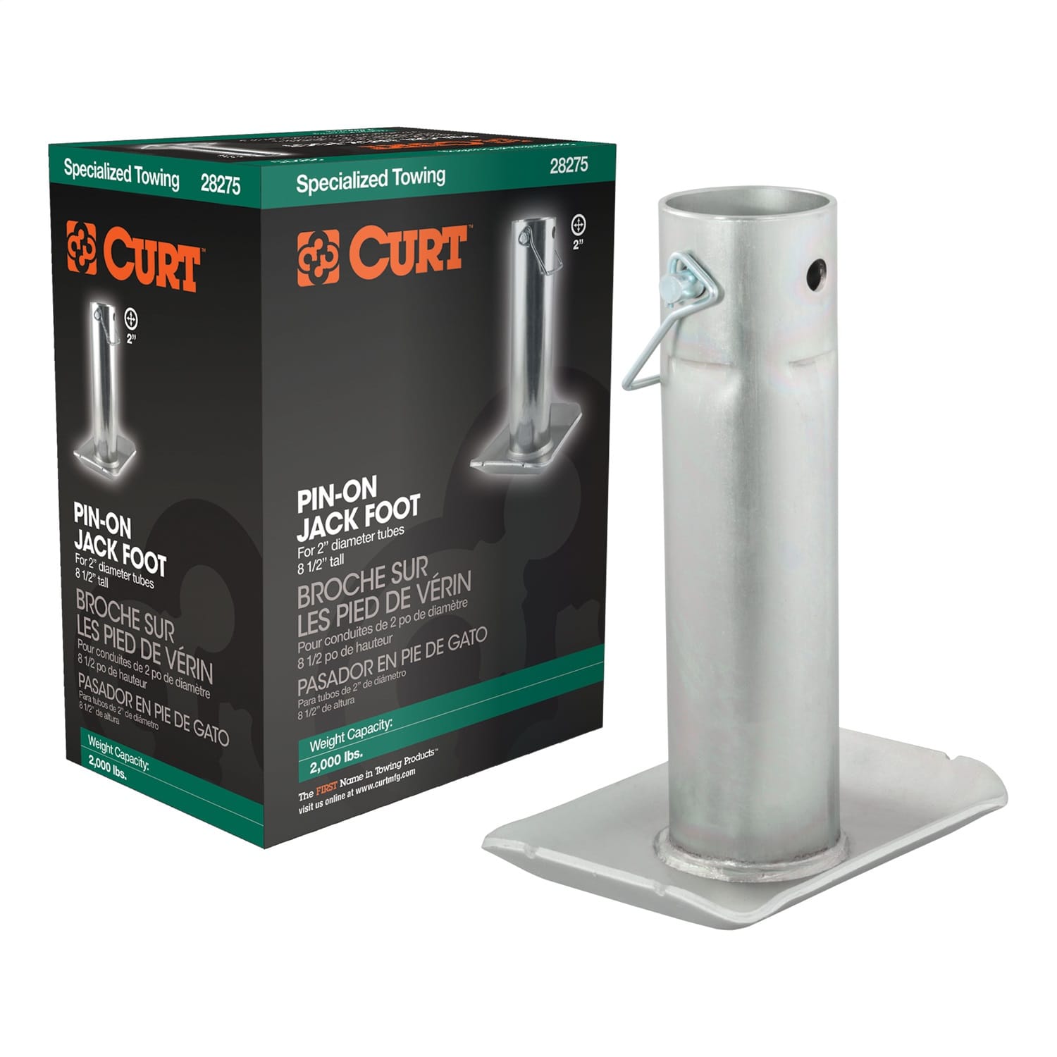Pin-On Jack Foot (Fits 2in. Tube; 2;000 lbs; 8-1/2in. Height; Packaged) thumbnail 2