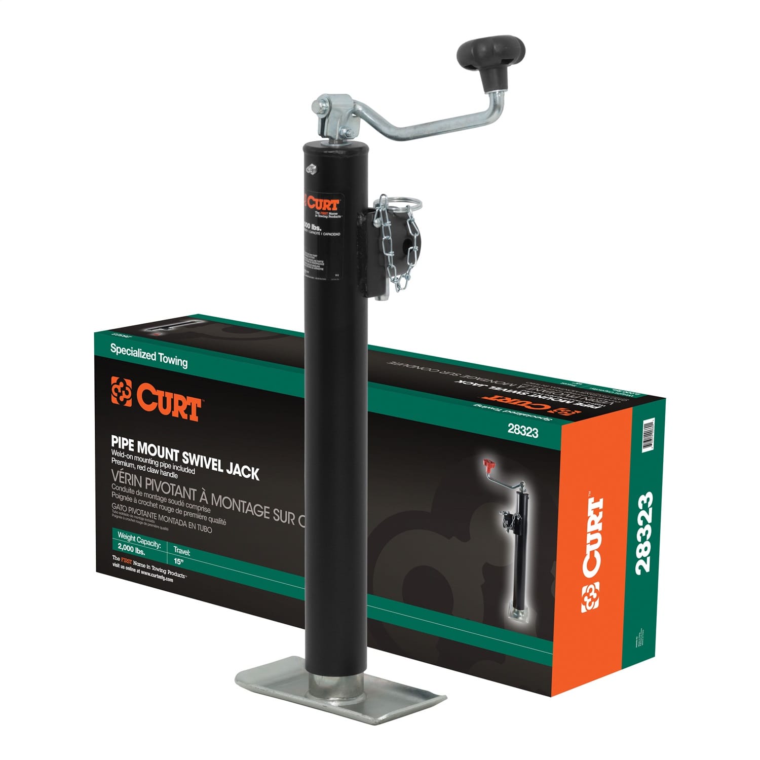 Pipe-Mount Swivel Jack with Top Handle (2;000 lbs; 15in. Travel; Packaged) thumbnail 2