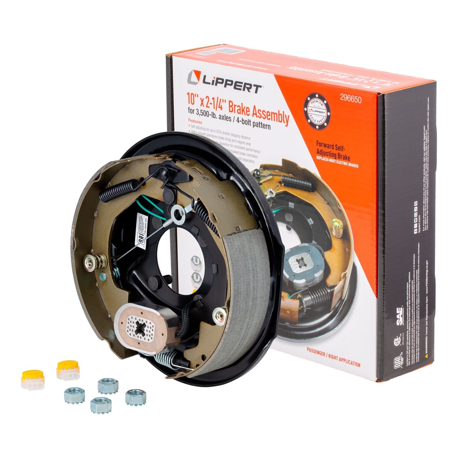 Forward Self-Adjusting Trailer Brake Assembly; 10in. x 2-1/4in.; 4 Bolt; Right