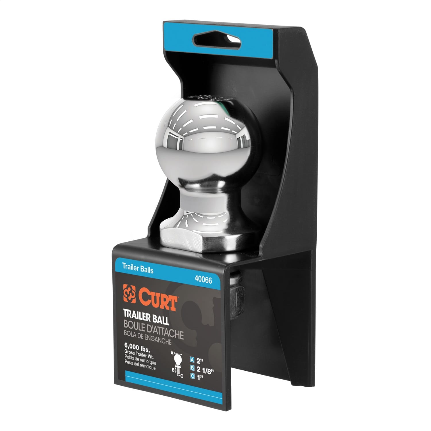 2in. Trailer Ball (1in. x 2-1/8in. Shank; 6;000 lbs.; Chrome; Packaged) thumbnail 2