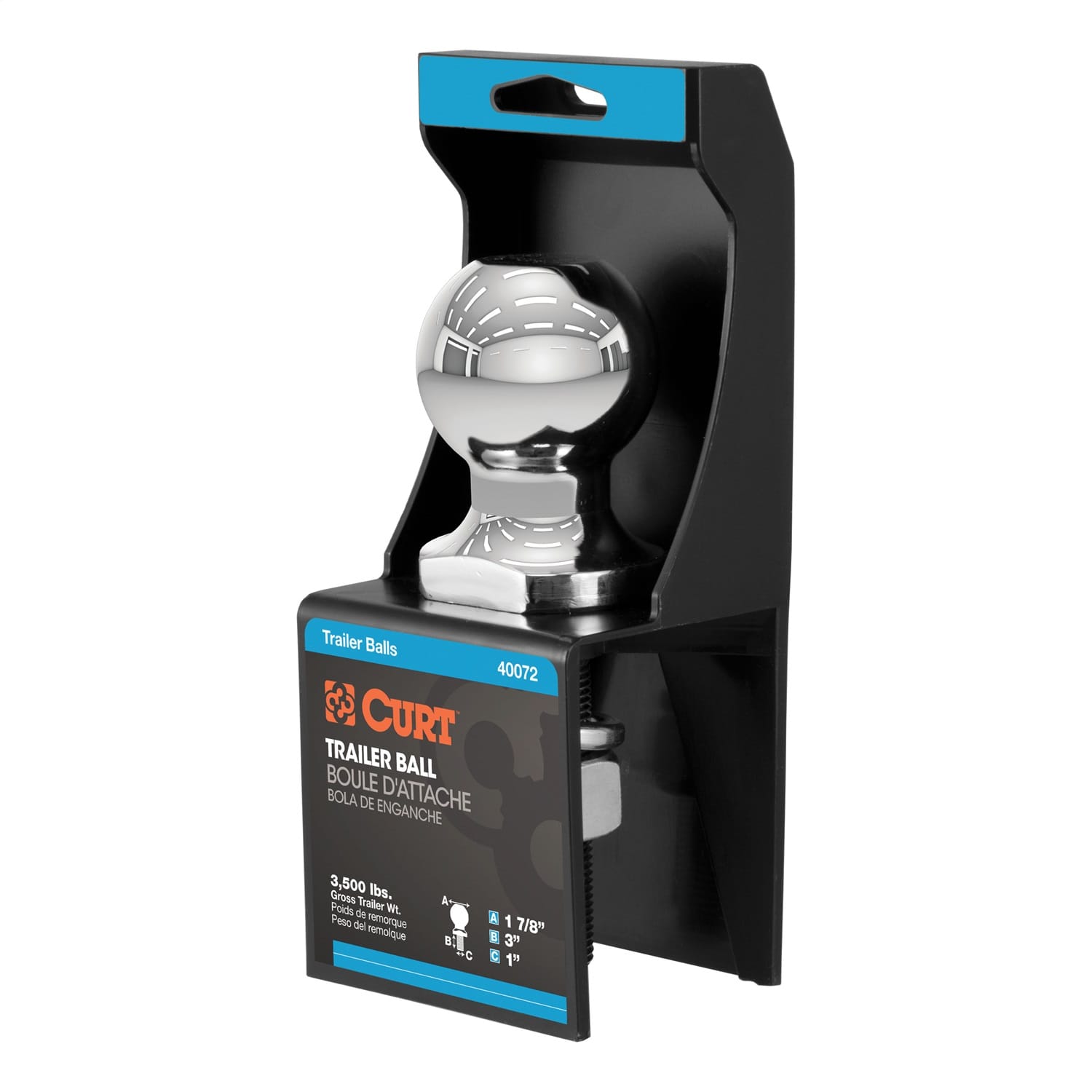 1-7/8in. Trailer Ball (1in. x 3in. Shank; 3;500 lbs.; Chrome; Packaged) thumbnail 2
