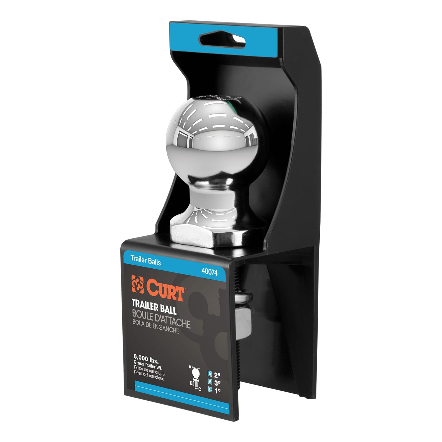 2in. Trailer Ball (1in. x 3in. Shank; 6;000 lbs.; Chrome; Packaged) thumbnail 2