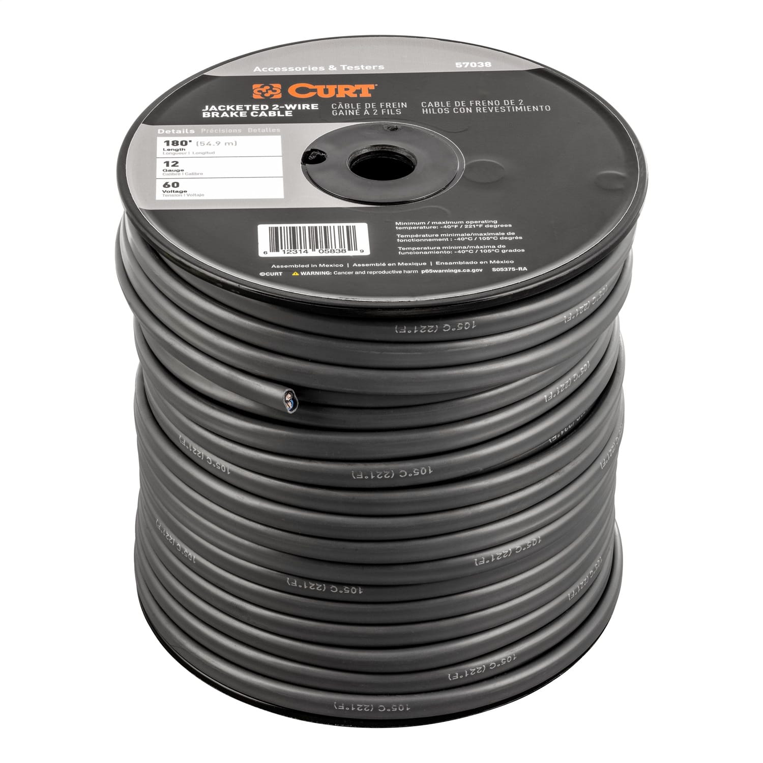2-Wire Jacketed Trailer Brake Cable; 180ft. Spool; 12 Gauge Wire thumbnail 2