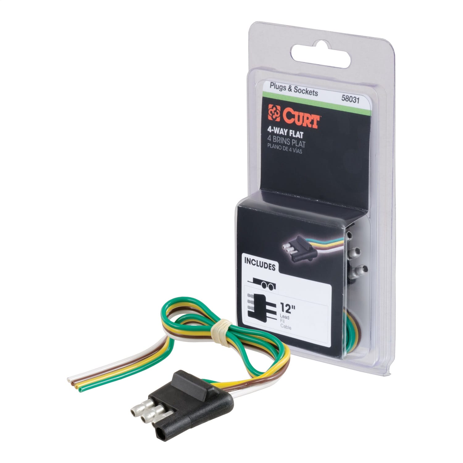 4-Way Flat Connector Plug with 12in. Wires (Trailer Side; Packaged) thumbnail 2