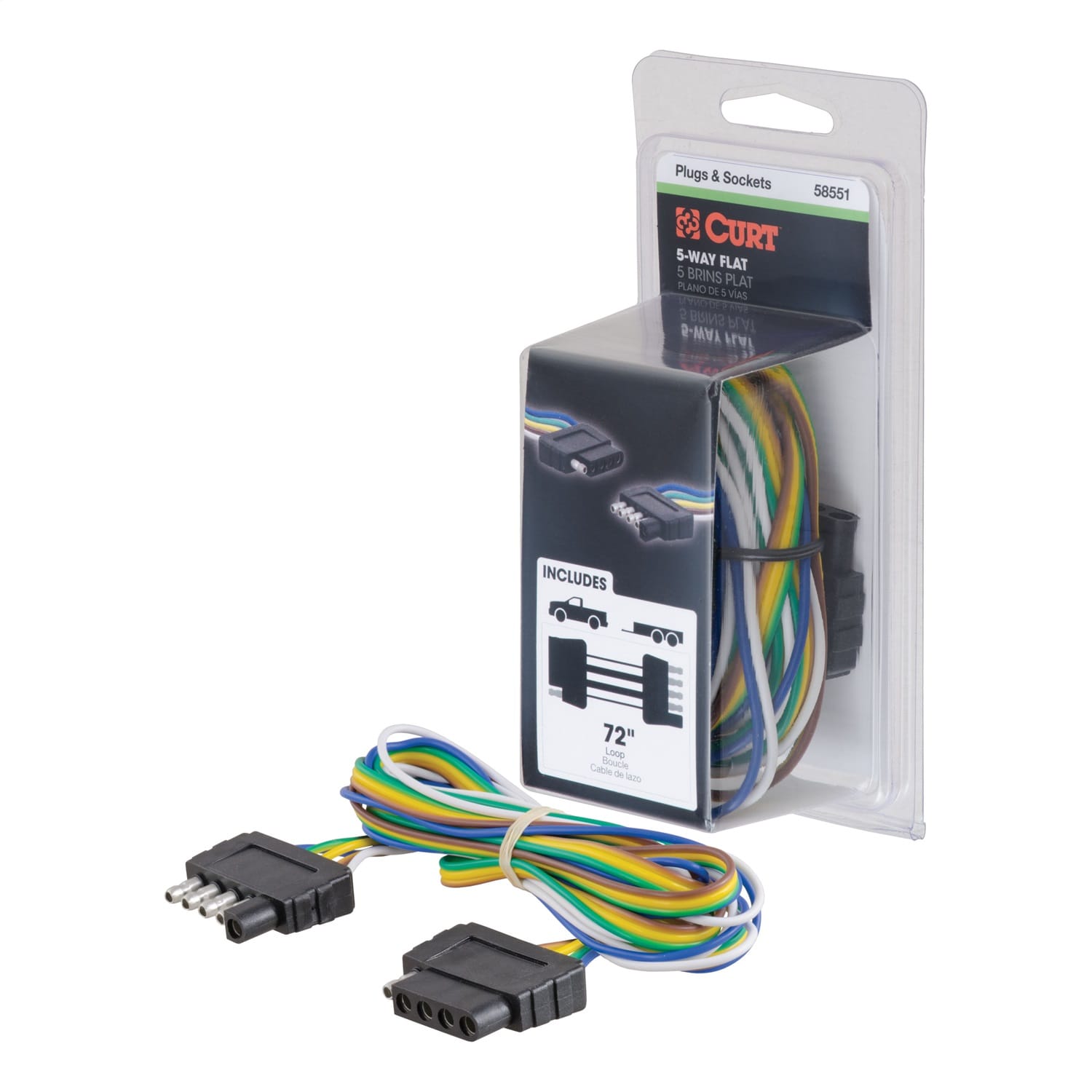 5-Way Flat Connector Plug/Socket with 72in. Wires (Packaged) thumbnail 2