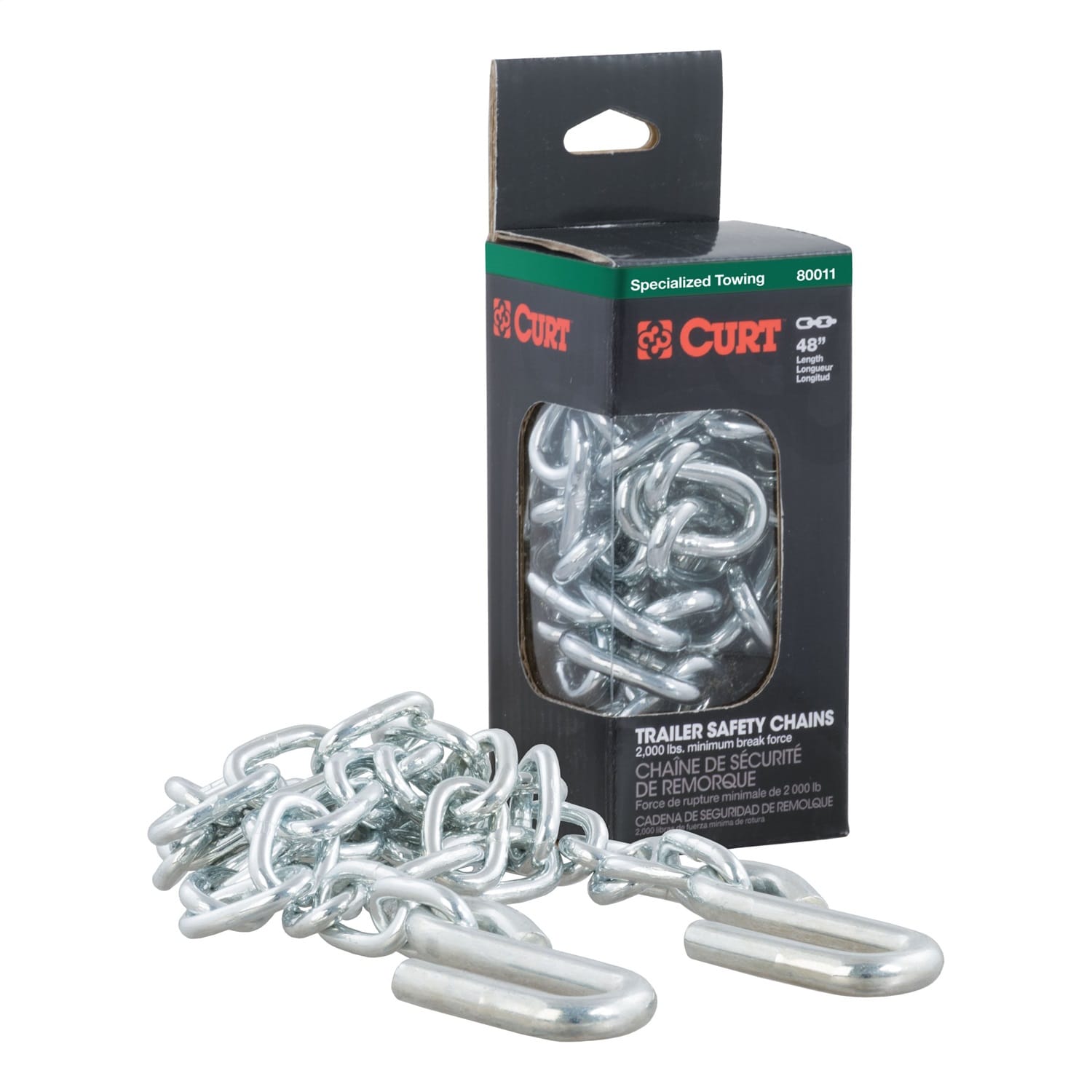 48in. Safety Chain with 2 S-Hooks (2;000 lbs; Clear Zinc; Packaged) thumbnail 2