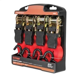 16ft. Red Cargo Straps with S-Hooks (500 lbs; 4-Pack)