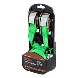 15ft. Dark Green Cargo Straps with S-Hooks (300 lbs; 2-Pack)