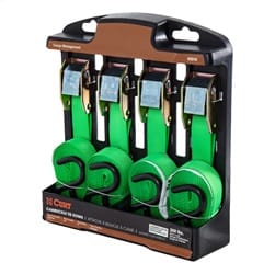 16ft. Dark Green Cargo Straps with S-Hooks (300 lbs; 4-Pack)