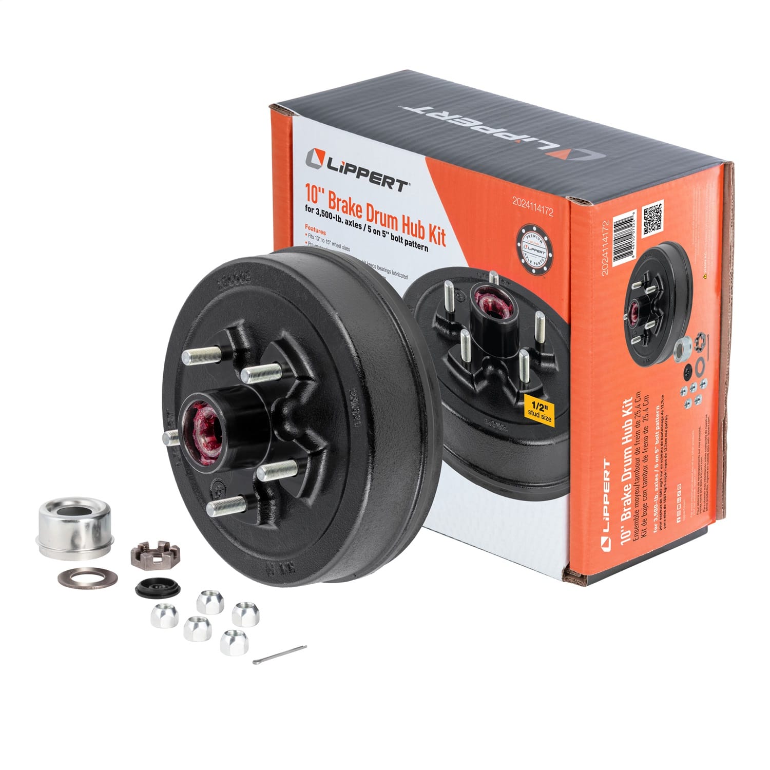 10in. Brake Hub Complete Kit with Installed Bearings; 3;500-lb. Axles