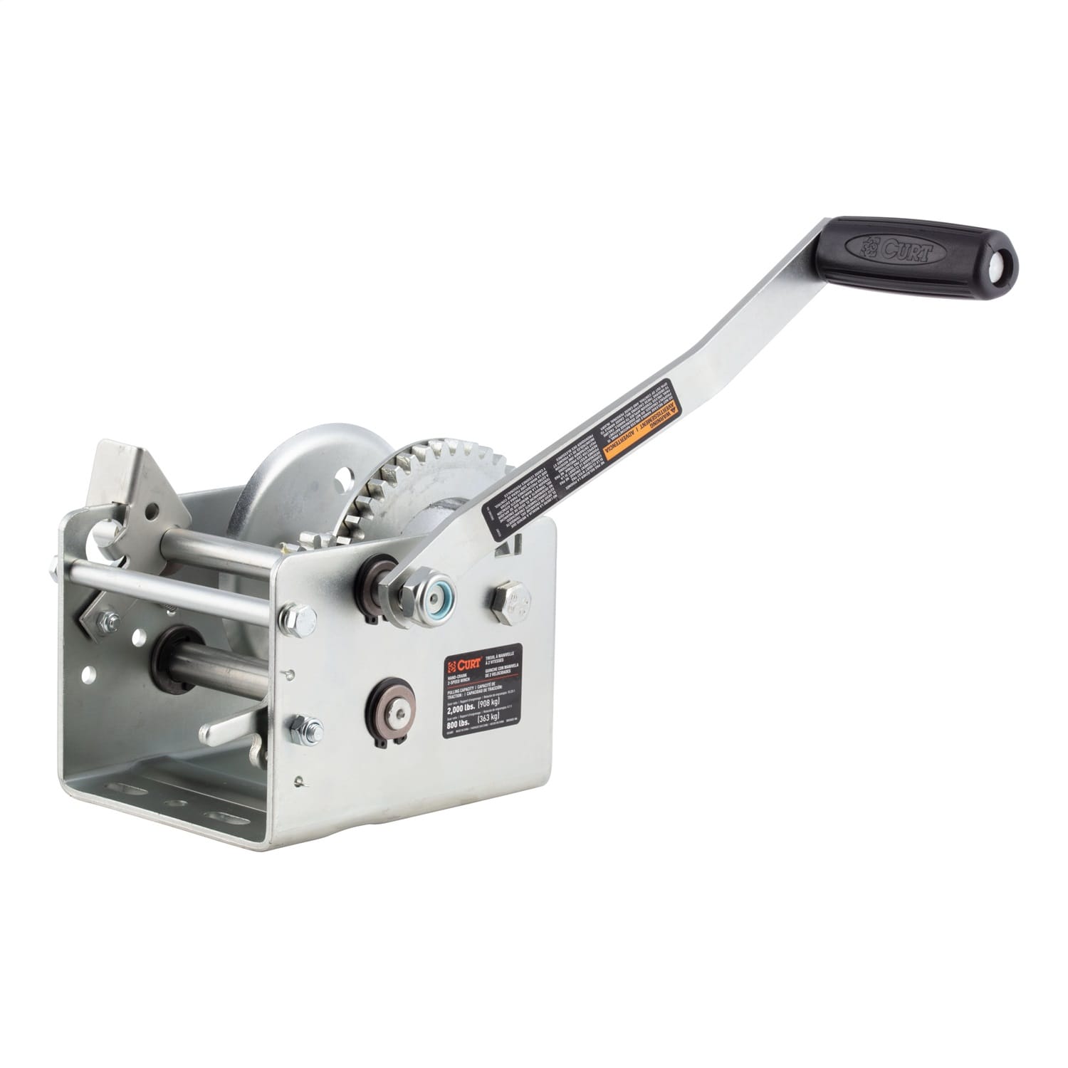 Hand-Crank 2-Speed Win.; 2;000 lbs; 10.25:1 Low Gear Ratio; 10.6in. Handle