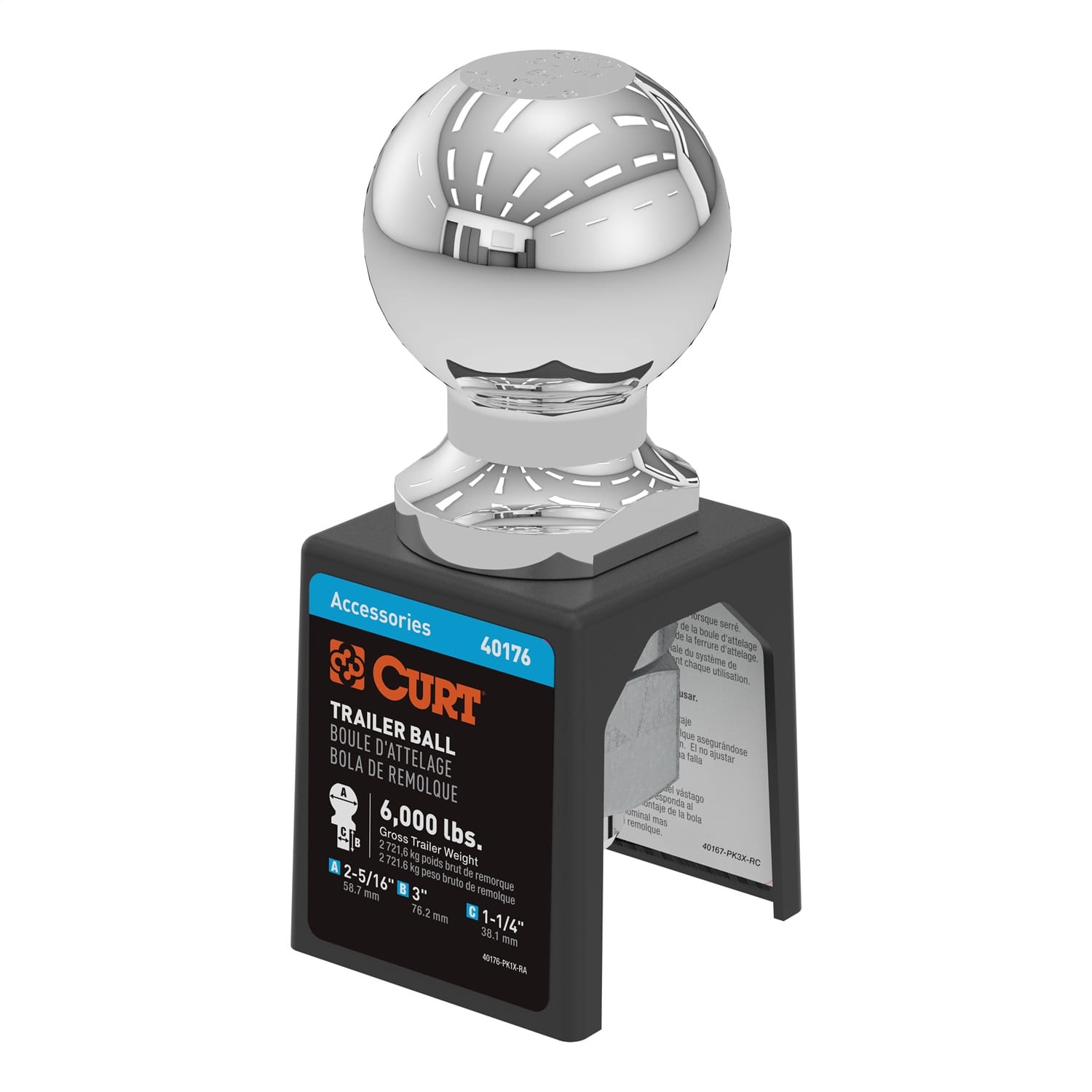 2-5/16in. Trailer Ball (1-1/4in. x 3in. Shank; 6;000 lbs.; Chrome; Packaged)