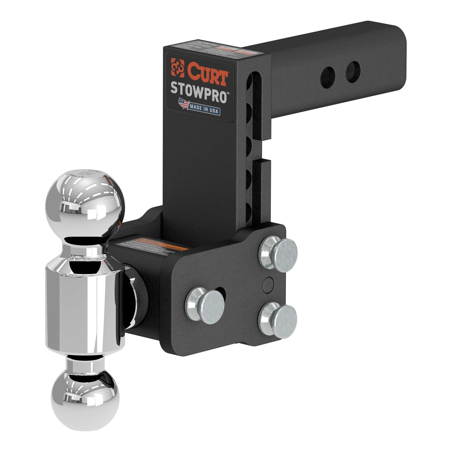 StowPro Adjustable USA-Made Ball Mount; 5in. Drop; 2in. Shank; Dual Ball