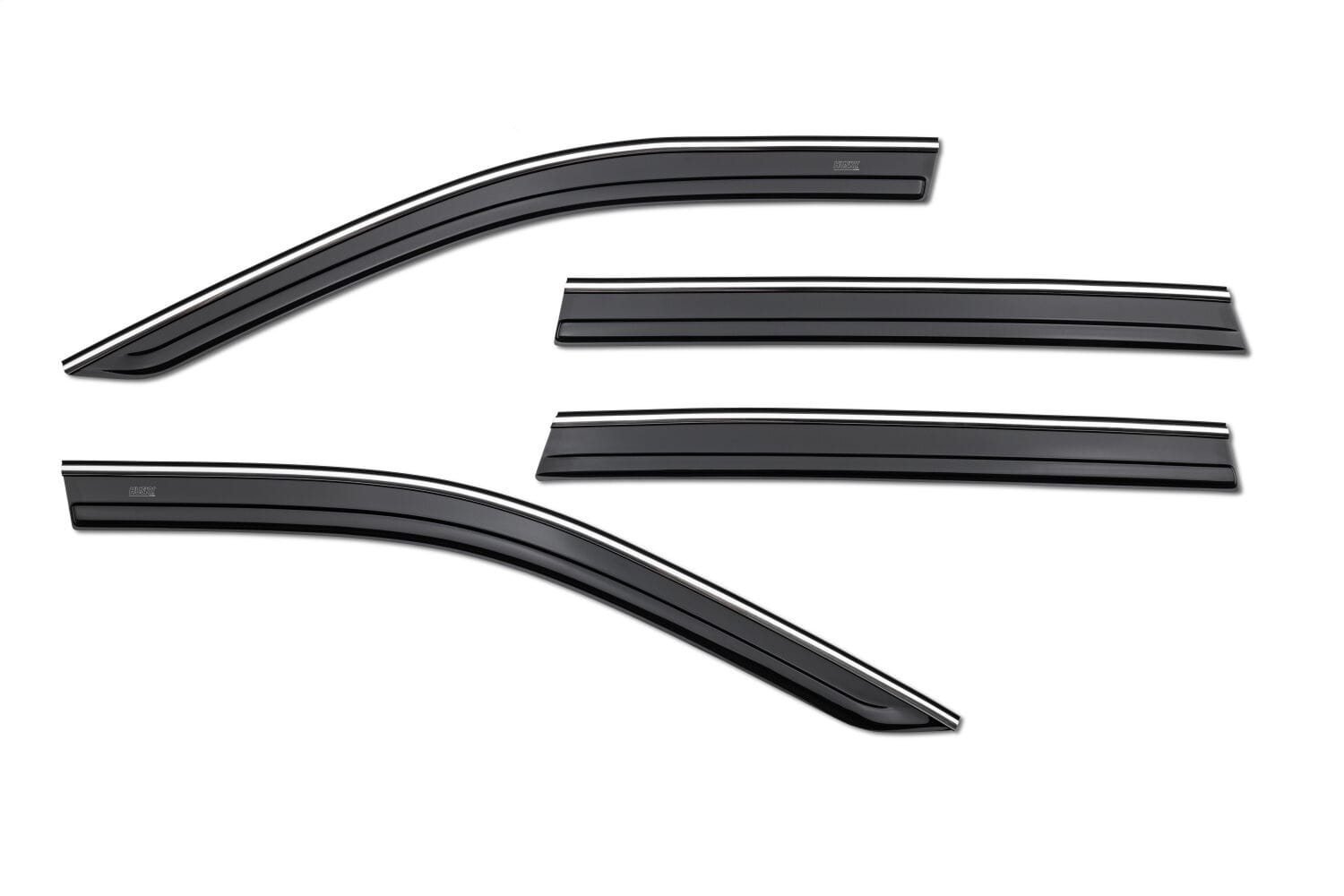 Low Profile Ventvisor Deflector; Smoke with Chrome Trim; Outside Mount; 4 pc.