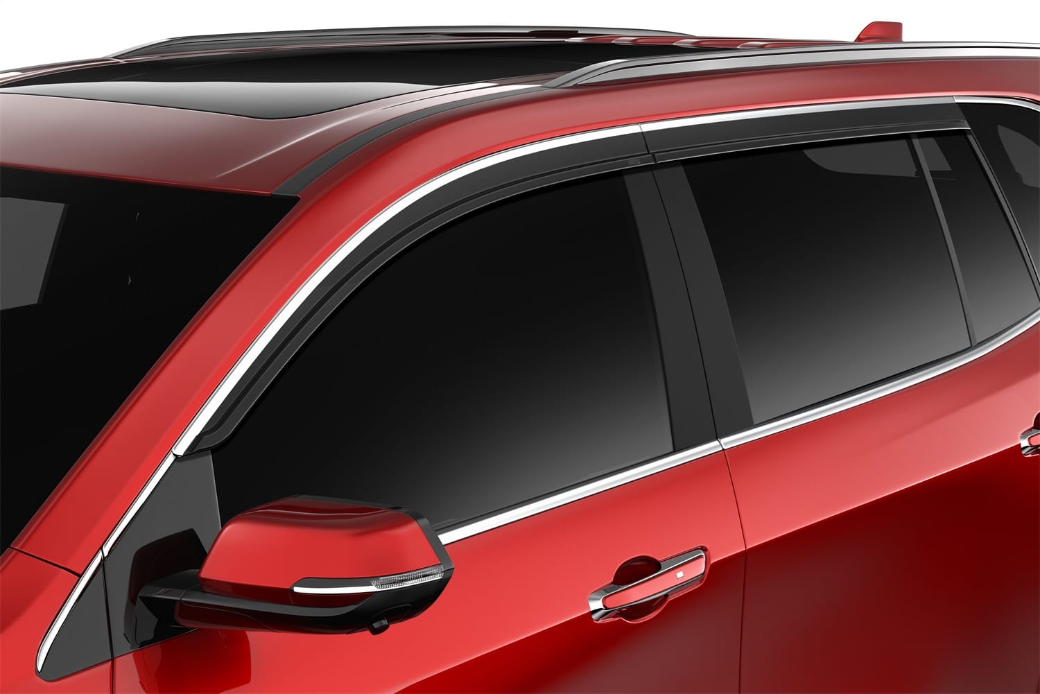 Low Profile Ventvisor Deflector; Smoke with Chrome Trim; Outside Mount; 4 pc.